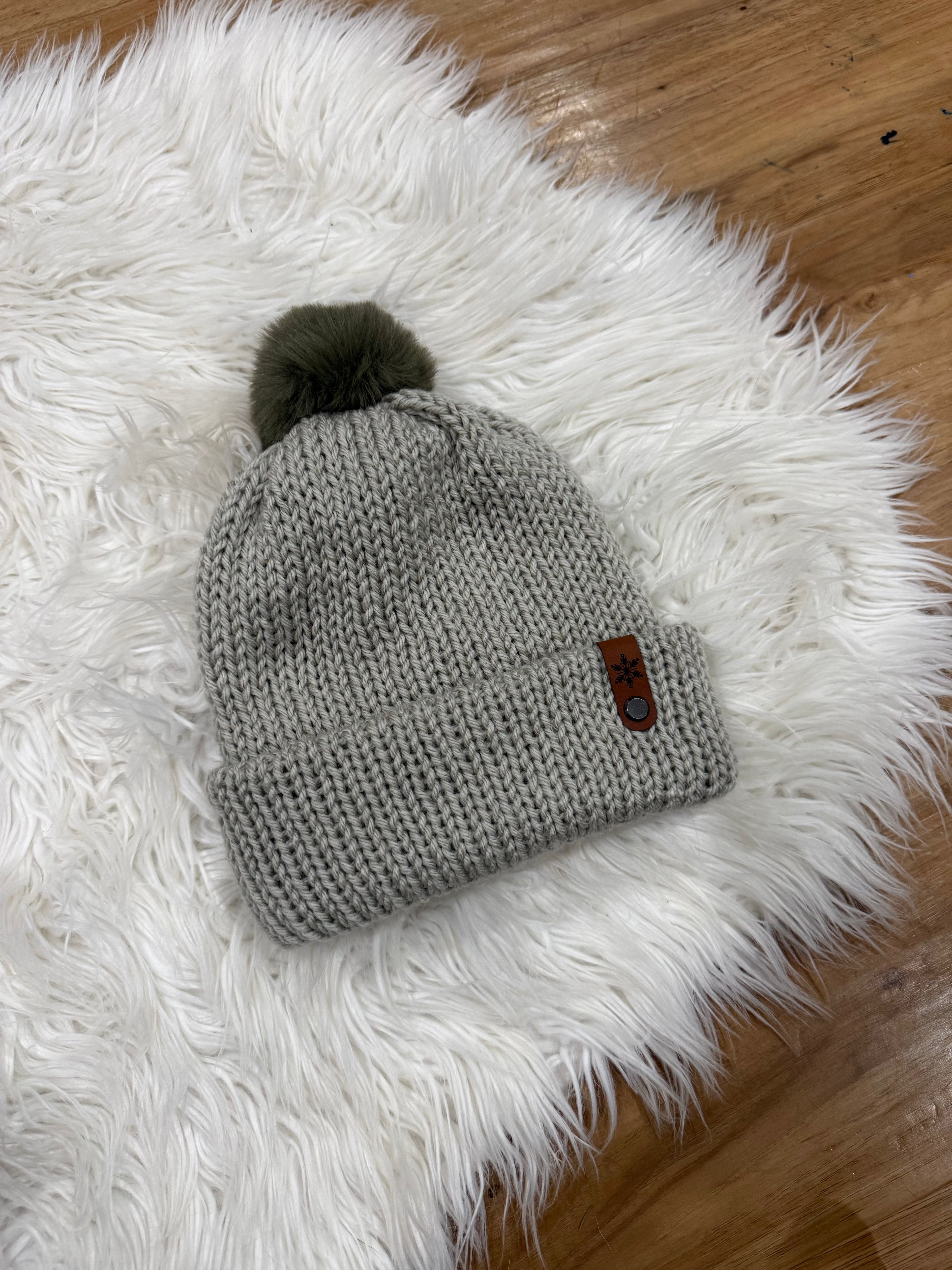 Gray Pom Kid Beanie